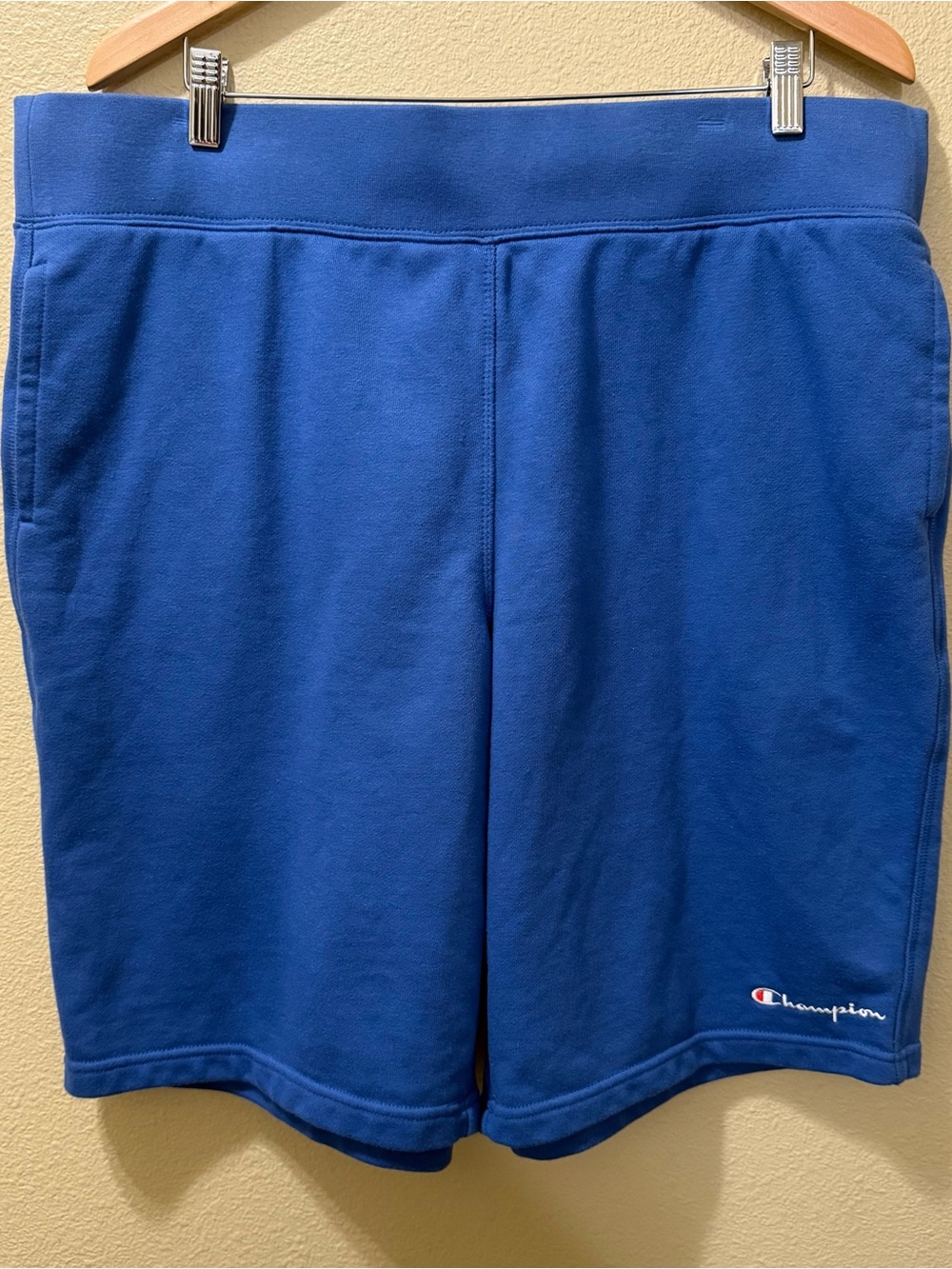 Men’s XXL Champion Blue Logo Graphic Drawstring Sweat Shorts w/ Pockets